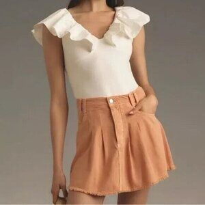 Pilcro Pleated Micro Denim Skirt Peach 8